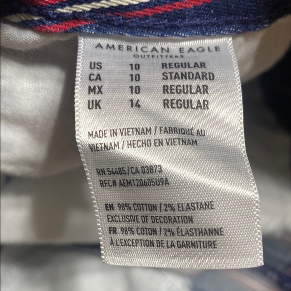 American Eagle red, white & blue Striped Denim hi rise Mini Skirt size 10 - Picture 7 of 7